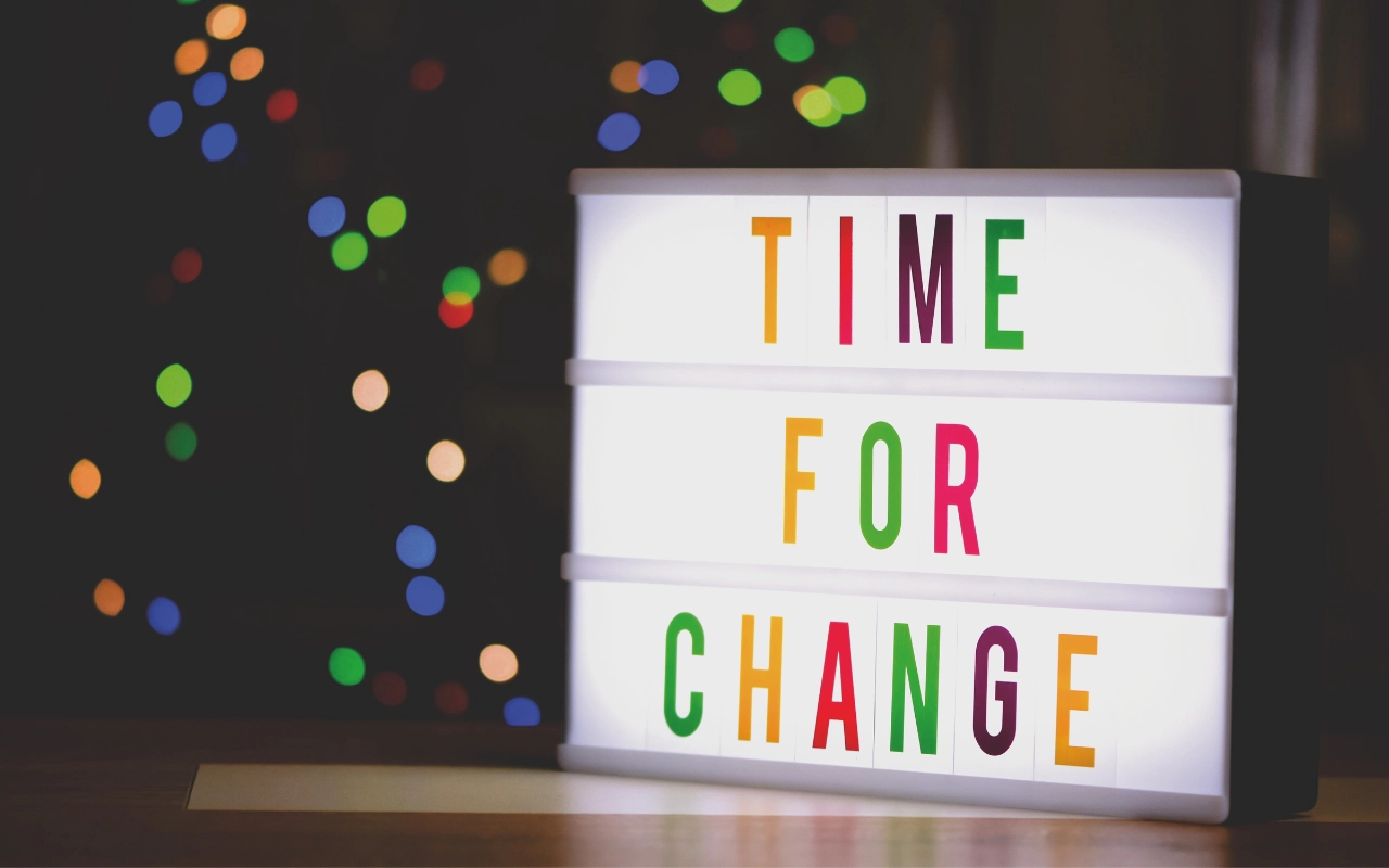 change-time lampada led con scritta Time for change