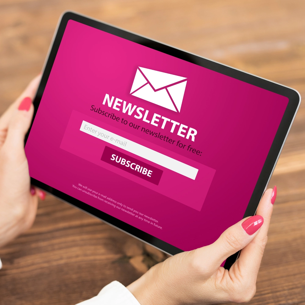 sottoscrizione a newsletter su tablet